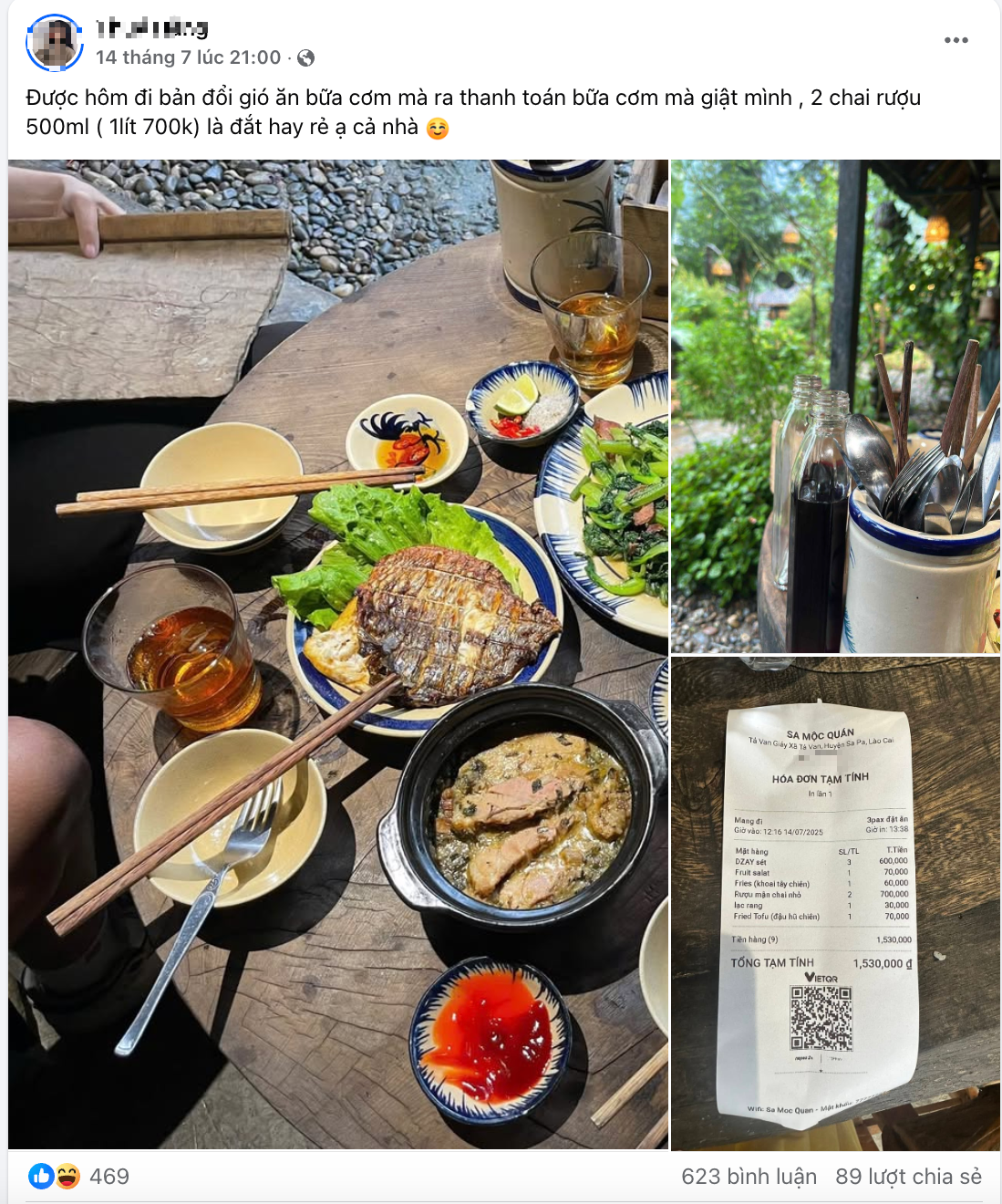 Sa Mộc店以70万越南盾的价格出售两瓶酒，但因无许可证被罚款
